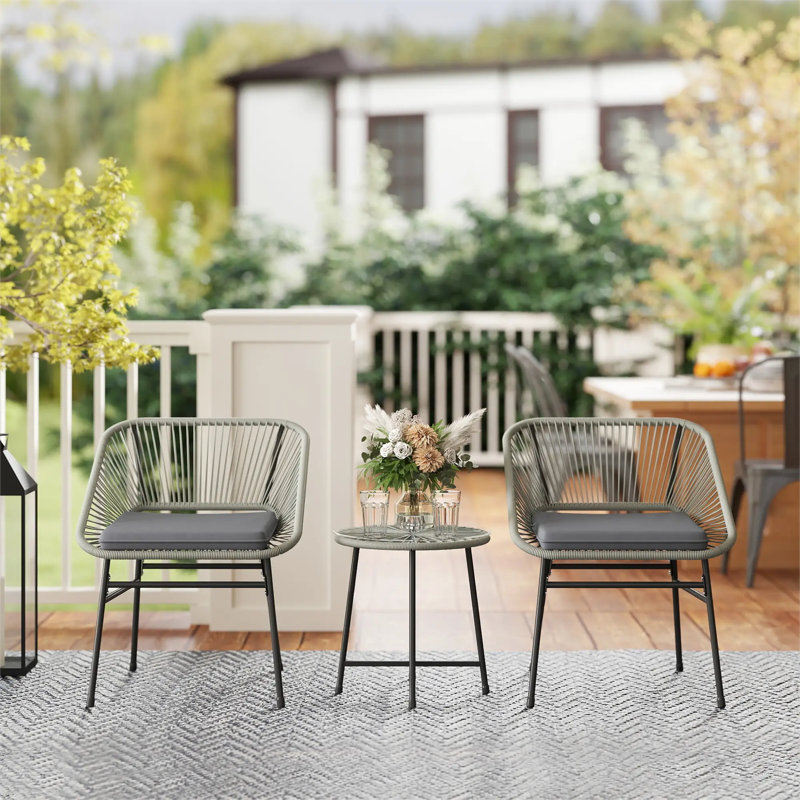 2 - Person Wicker Patio Dining Set with