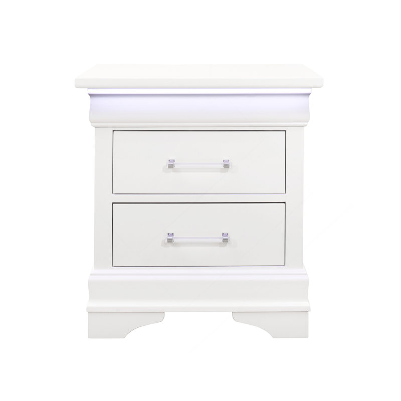 Table de chevet blanche Charlton avec DEL, Blanc