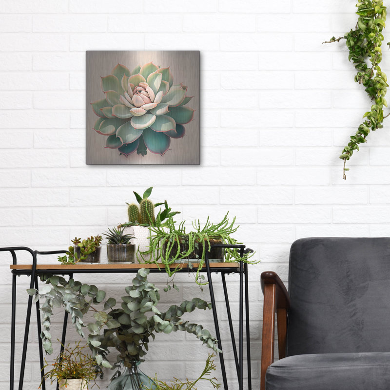 Art mural en métal Winston Porter «Echeveria Pulidinis» par Incado, H 12 po x l 12 po