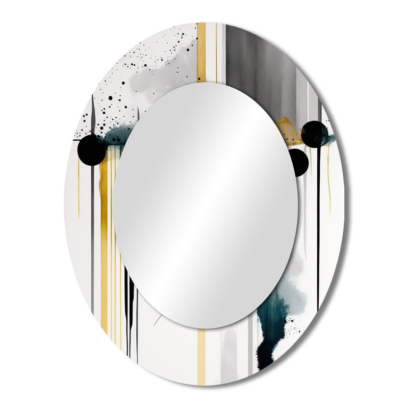 Décoration abstraite abstraite formes III - miroir mural ovale blanc, 43 po x 33 po
