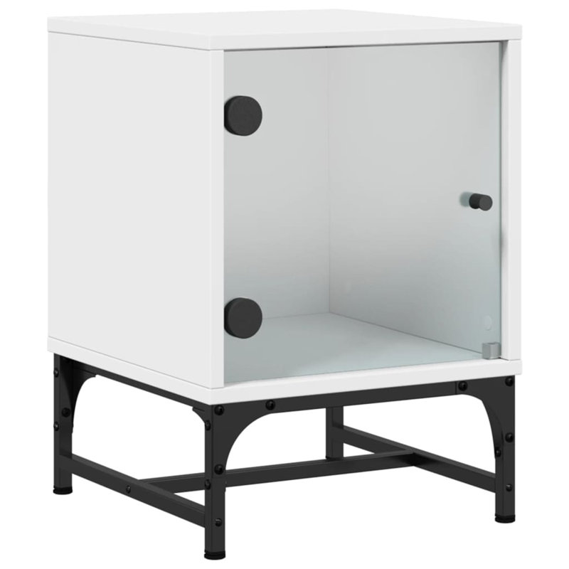 Genagra 35cm W Steel Bedside Table, White, Individual