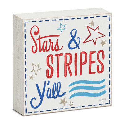 Jodokus Stars & Stripes Decorative Freestanding Wood Block Sign