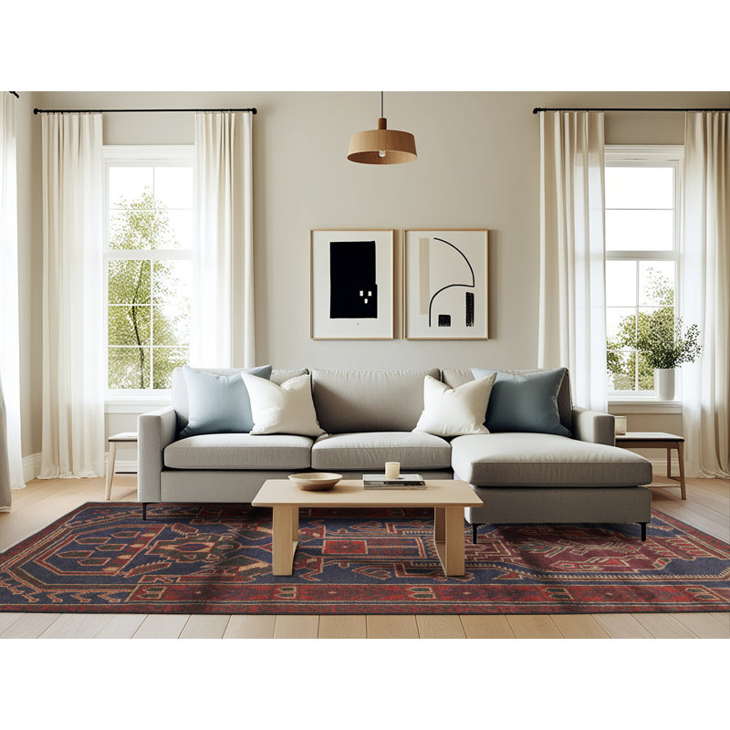 Tapis rouge/bleu traditionnel Christiaanse, Rectangle 6 pi x 9 pi
