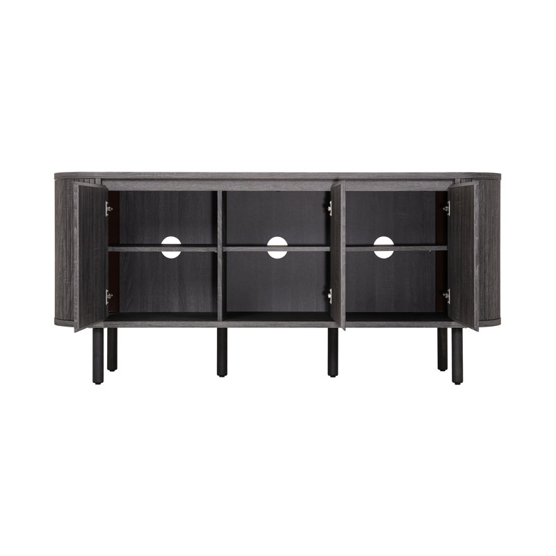 Clawson 63" TV Stand with 3 Doors Cabinet for TVs up to 70", Charred Black