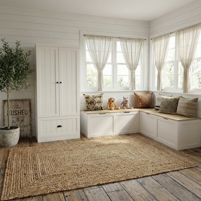 L-Shaped Shoe Bench With Hall Tree