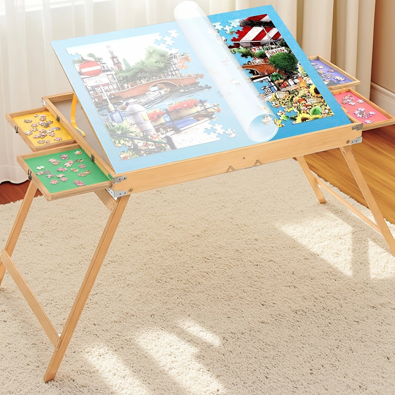 Table de casse-tête pliable avec tiroirs