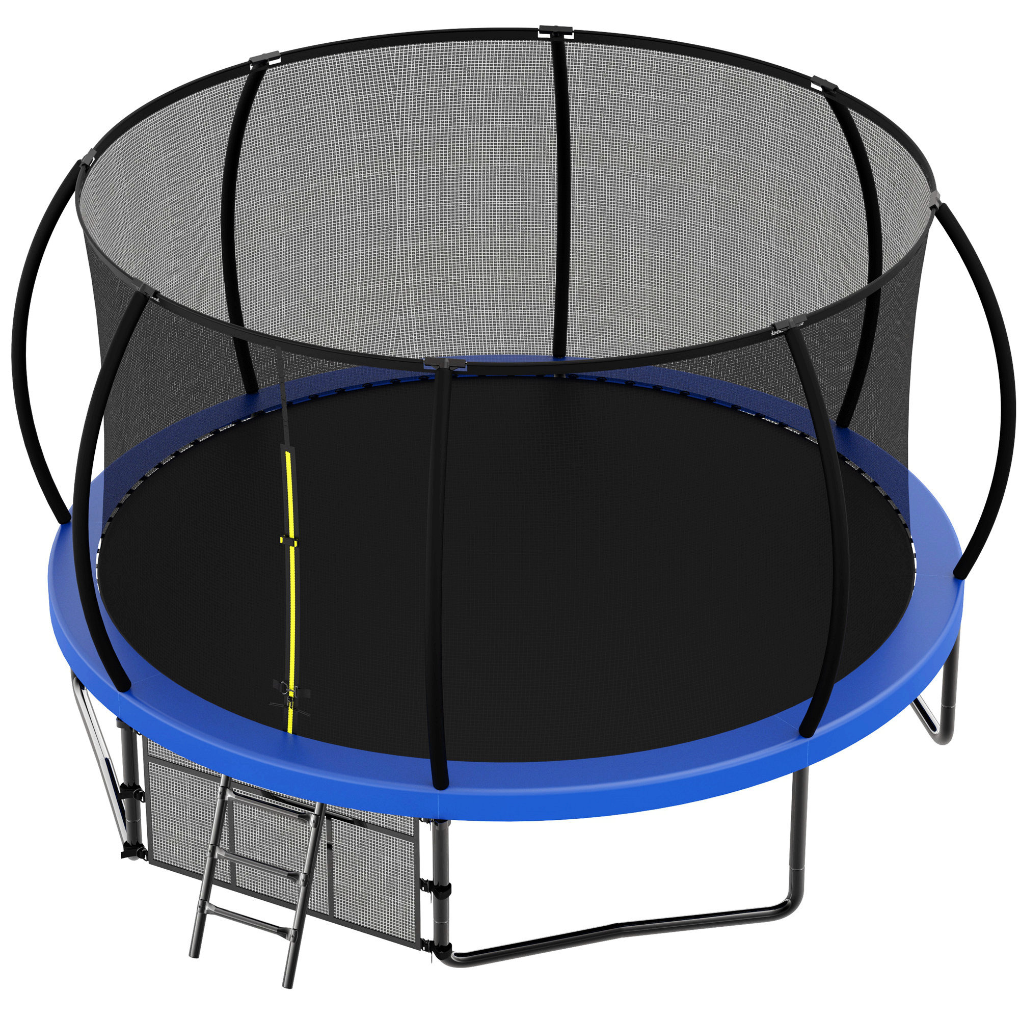 Trampoline Rond 430cm Melbourne – Réversible Bleu/Vert, Filet, Échelle, Ancrage, Normes EN71