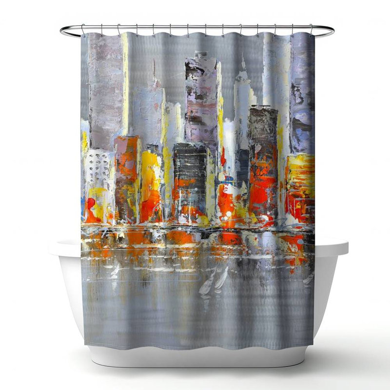 Shower Curtain CI41 – Polyester Shower Curtain, Dye Sublimation Print, 71" W × 74" L
