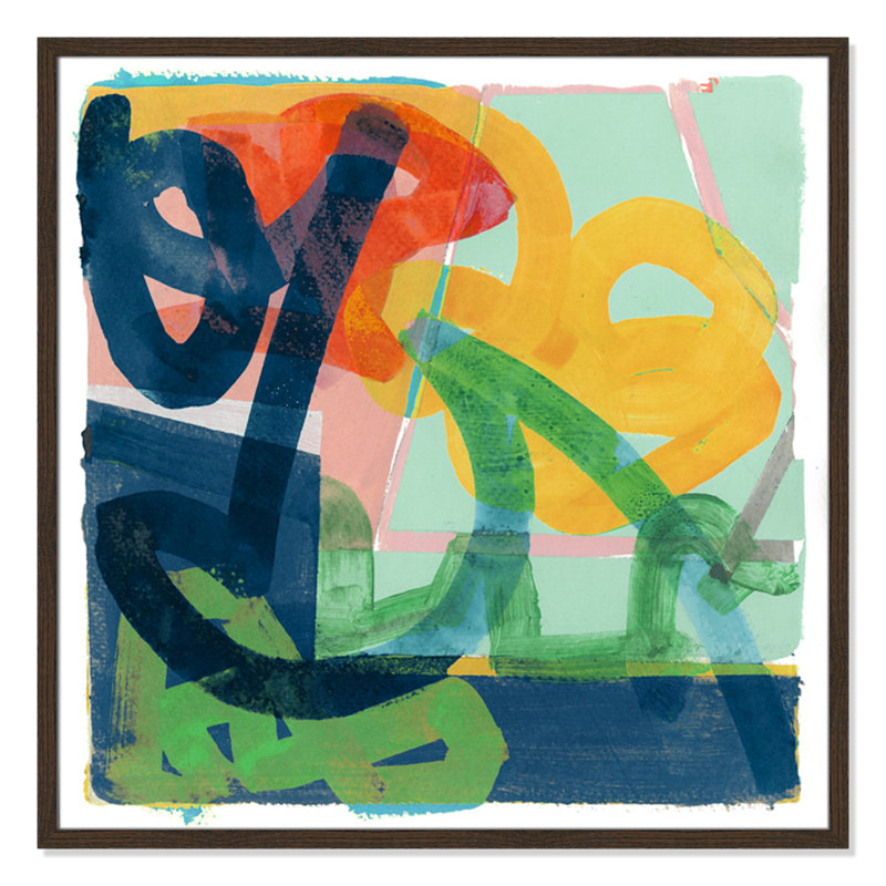 «Dwyer Link» par Cartissi - peinture encadrée, H 32 po x l 32 po x P 0,75 po, Cadre noyer