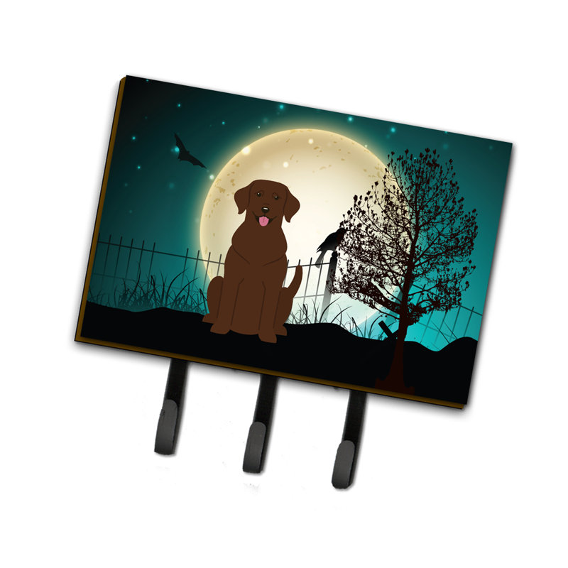 Porte-clés ou garde-samoyède halloween, Brun foncé , Labrador effrayant 