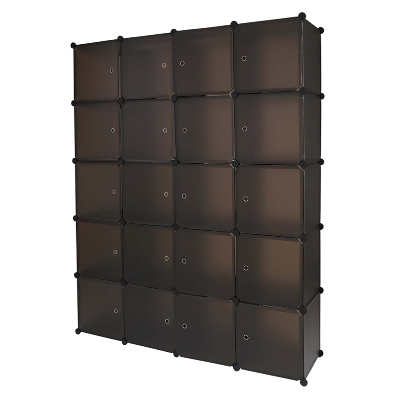 Armoire 20 casiers de rangement empilables en plastique, Brun