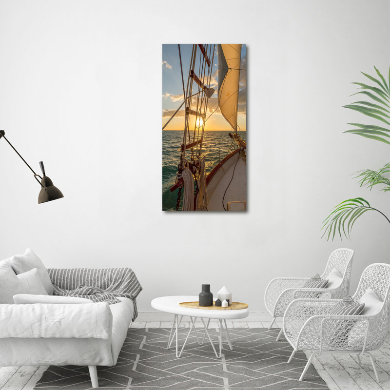 Yacht on the sea 1 Piece Wrapped Canvas Wall Art