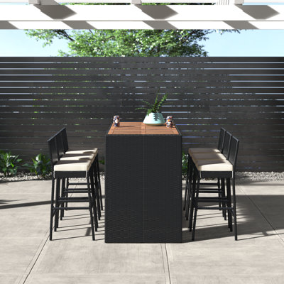 Arayla Rectangular 6 - Person 73" Long Bar Height Dining Set with Cushions