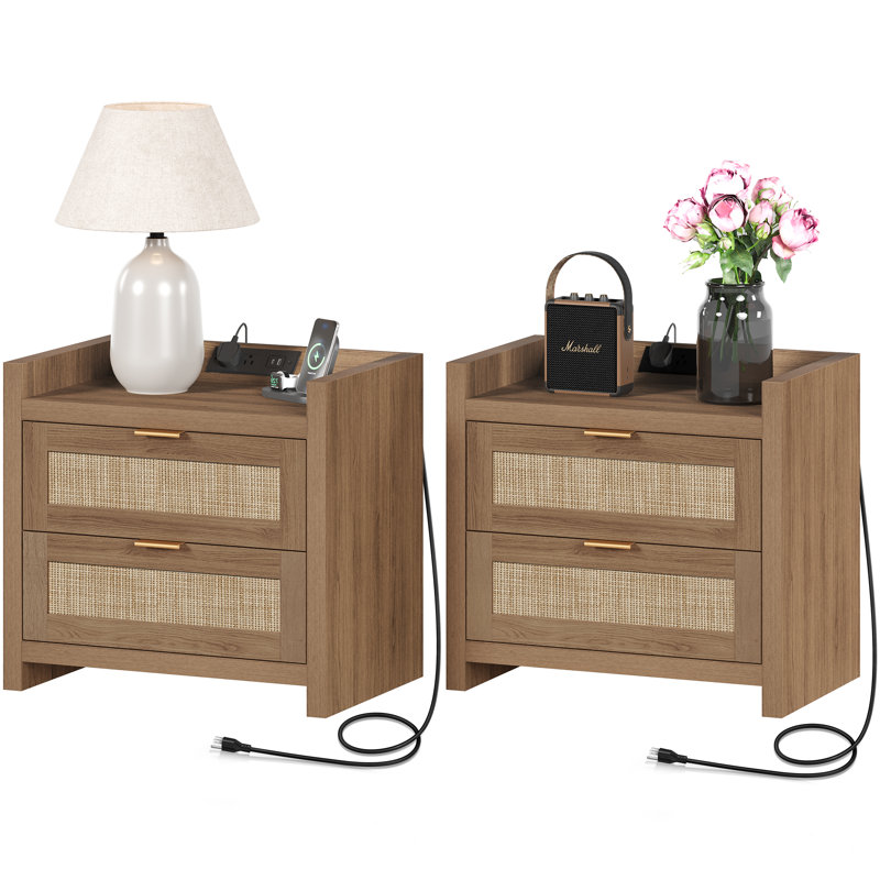 Aneke 23.6'' W Nightstand, Natural Oak