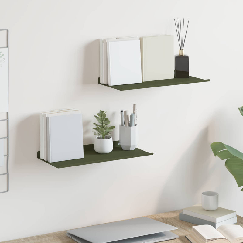 Steel Floating Shelf, Olive Green