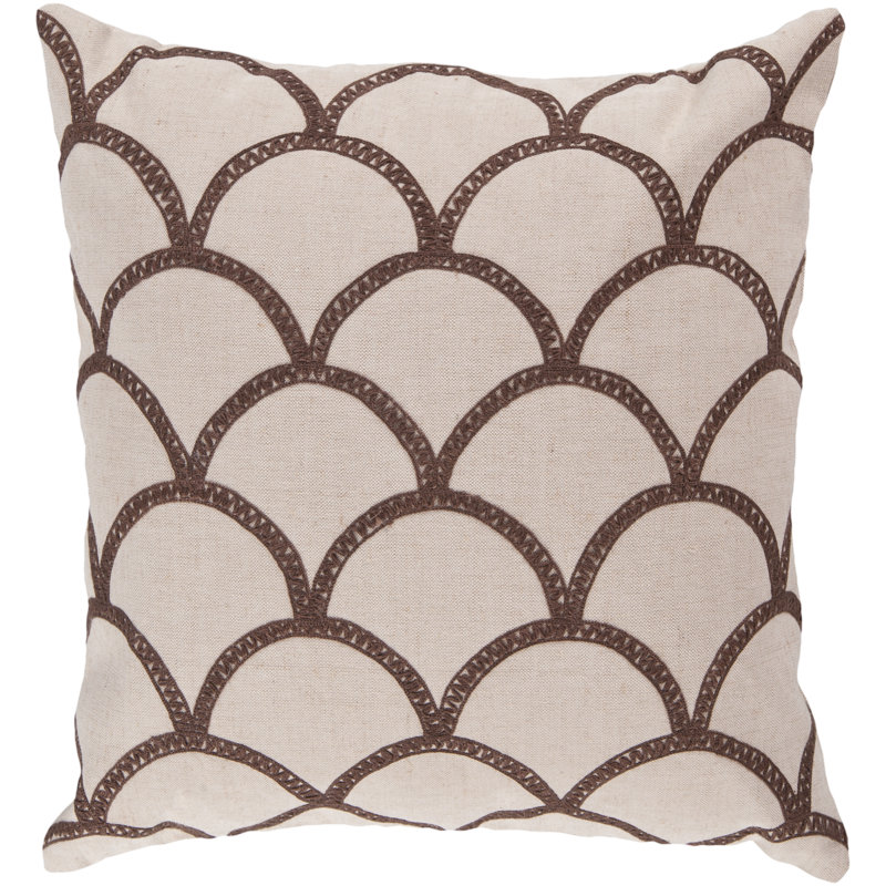 Nude and Yellow Geometric Embroidered Throw Pillow