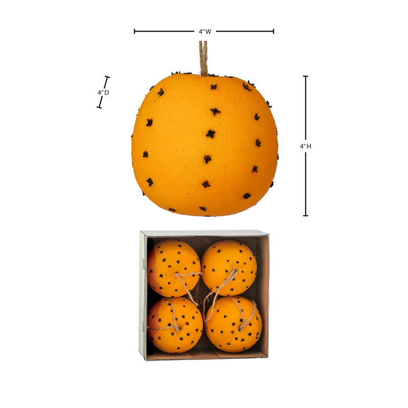Ornement 4 po orange avec clou de girofle