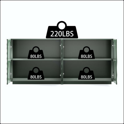 Green Accent Sideboard with Spiral-Textured Doors