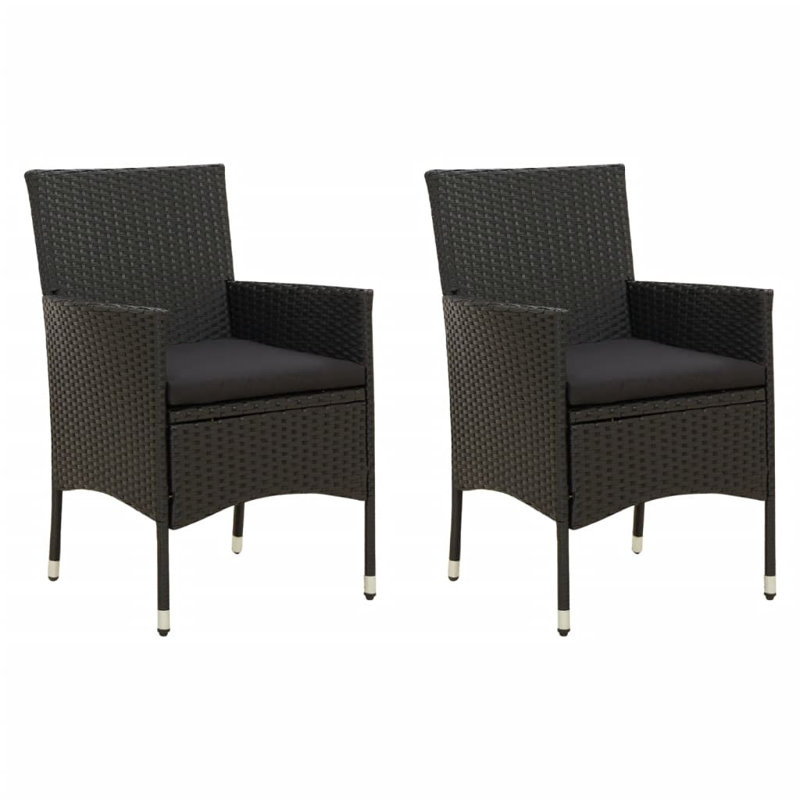 Chaise de patio avec coussin, Noir, Noir