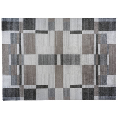 Tapis de zone en laine 9 pi 11 po x 13 pi 9 po main one-of-kind noué la taupe