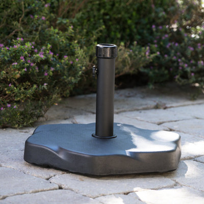 Base de parasol 66 en béton lourd - hexagonal, adaptateur inclus, noir, P 19,2 po x l 14,17 po Béton robuste en acier, hexagone, adaptateurs, 14,17