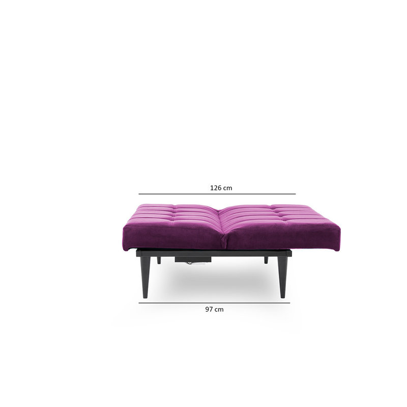 Canapé-lit rembourré 57,5 po, 100 % polyester mauve
