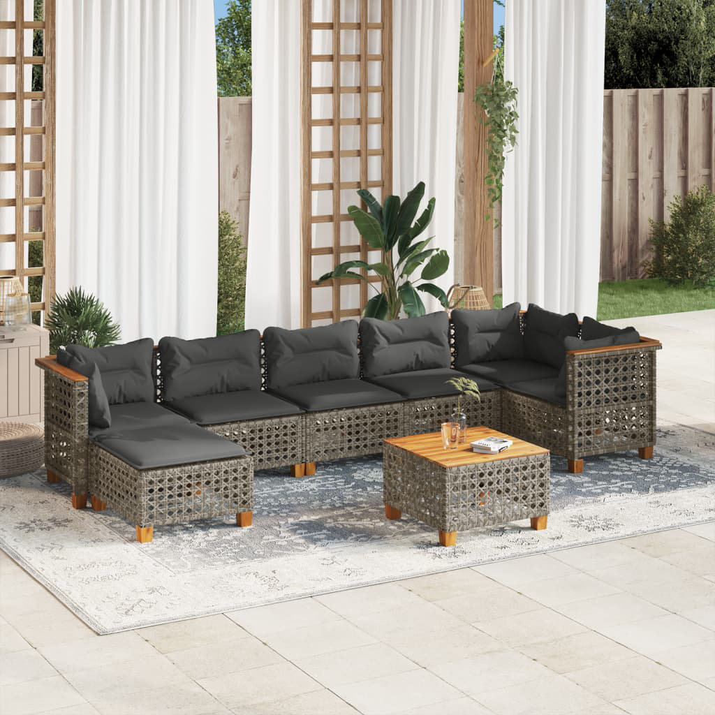 7-Sitzer Lounge-Set Bernistine aus Polyrattan mit Kissen