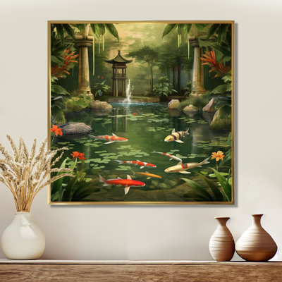 Bamboo and Koi Pond Showcase I - Art mural en bambou