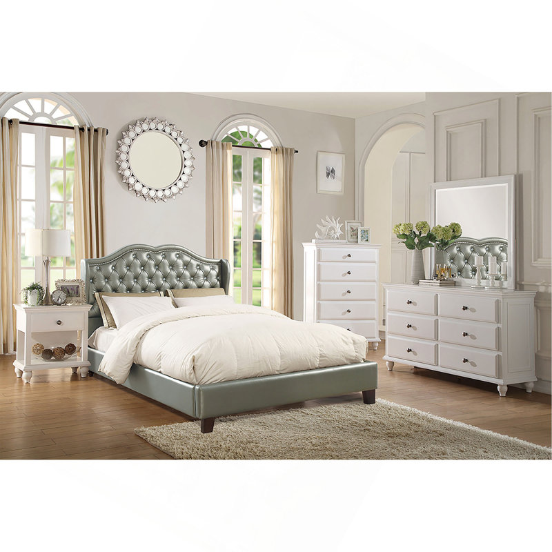 Meuble de chambre à coucher avec poignées à 5 tiroirs de style moderne 1 pièce