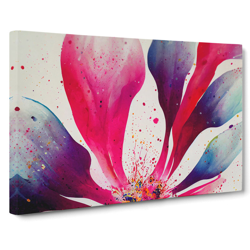 XXX-H1022-WF-7065X Popular Flower Splash Abstract - Wrapped Canvas Print, 35cm H x 50cm W x 3cm D