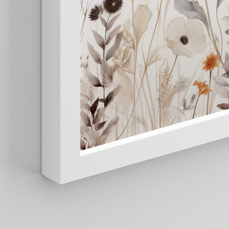 "Coquelicots délicats et fleurs sauvages" sur papier, H 11 po x l 14 po, Blanc