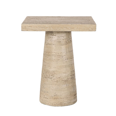 Magnesium Made Side Table, 20X20x24", Cream Finish, Square Top & Pedestal, Versatile For Nightstands, Entryway Tables, Plant Stands, Modern Home Pedestal Base, Addition