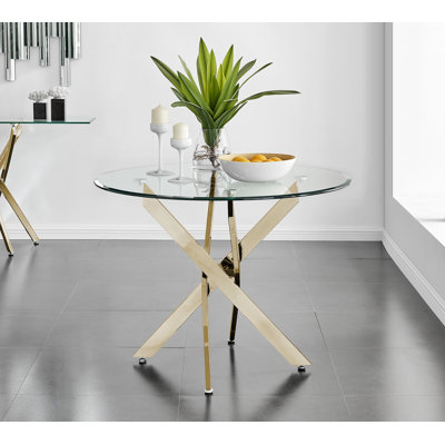 Tierra 4-Person Round Tempered Glass Dining Table