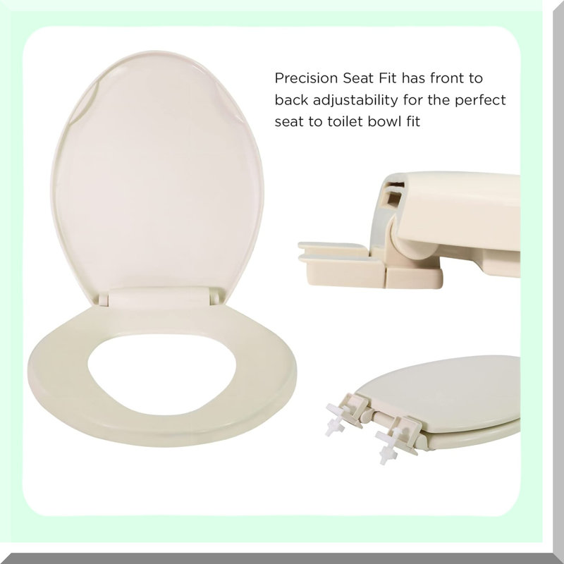 SoftClose EasyClean Round Plastic Toilet Seat, Bone