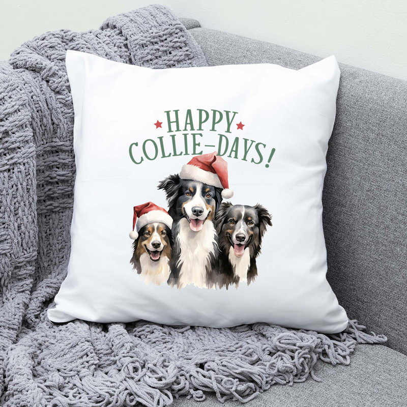 04_collie Polyester/Polyester Blend Reversible Throw Pillow, 14" x 14"