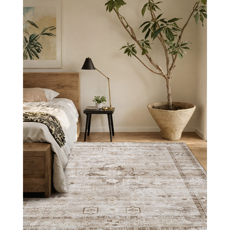 Dervilla Machine Washable Oriental Rug, Rectangle 4'11" x 8'