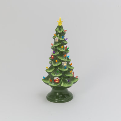 Welcoming 18.7 in H Battery Operated Lighted Ceramic Christmas Tree