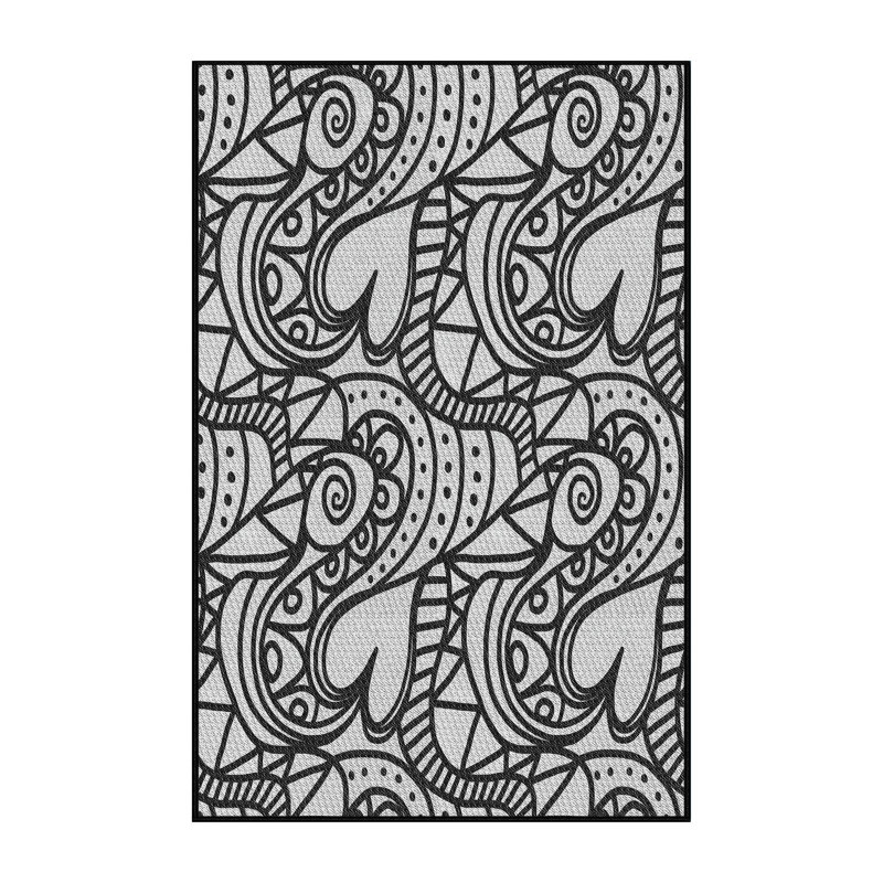 Tapis noir/blanc à motifs, Rectangle 3 pi x 5 pi
