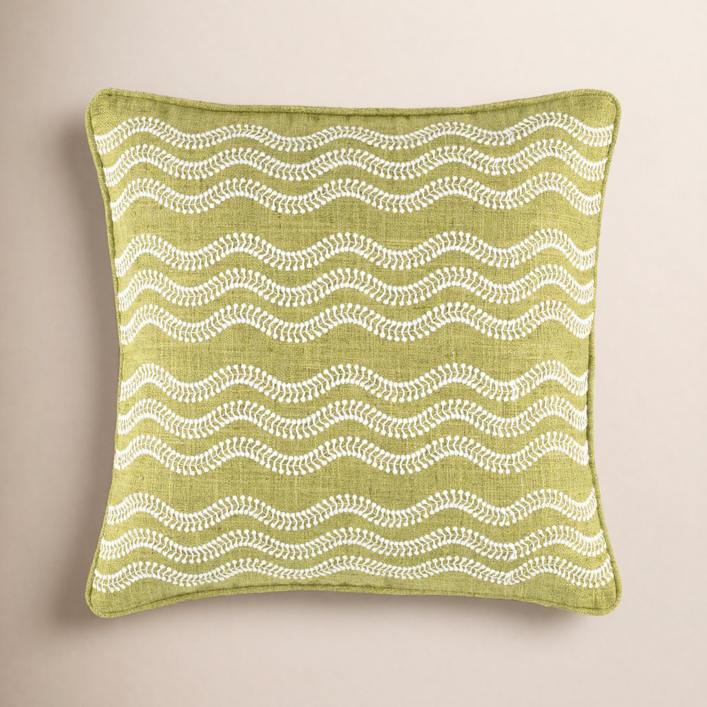 Scout Embroidered Indoor/Outdoor Pillow Cover, Green