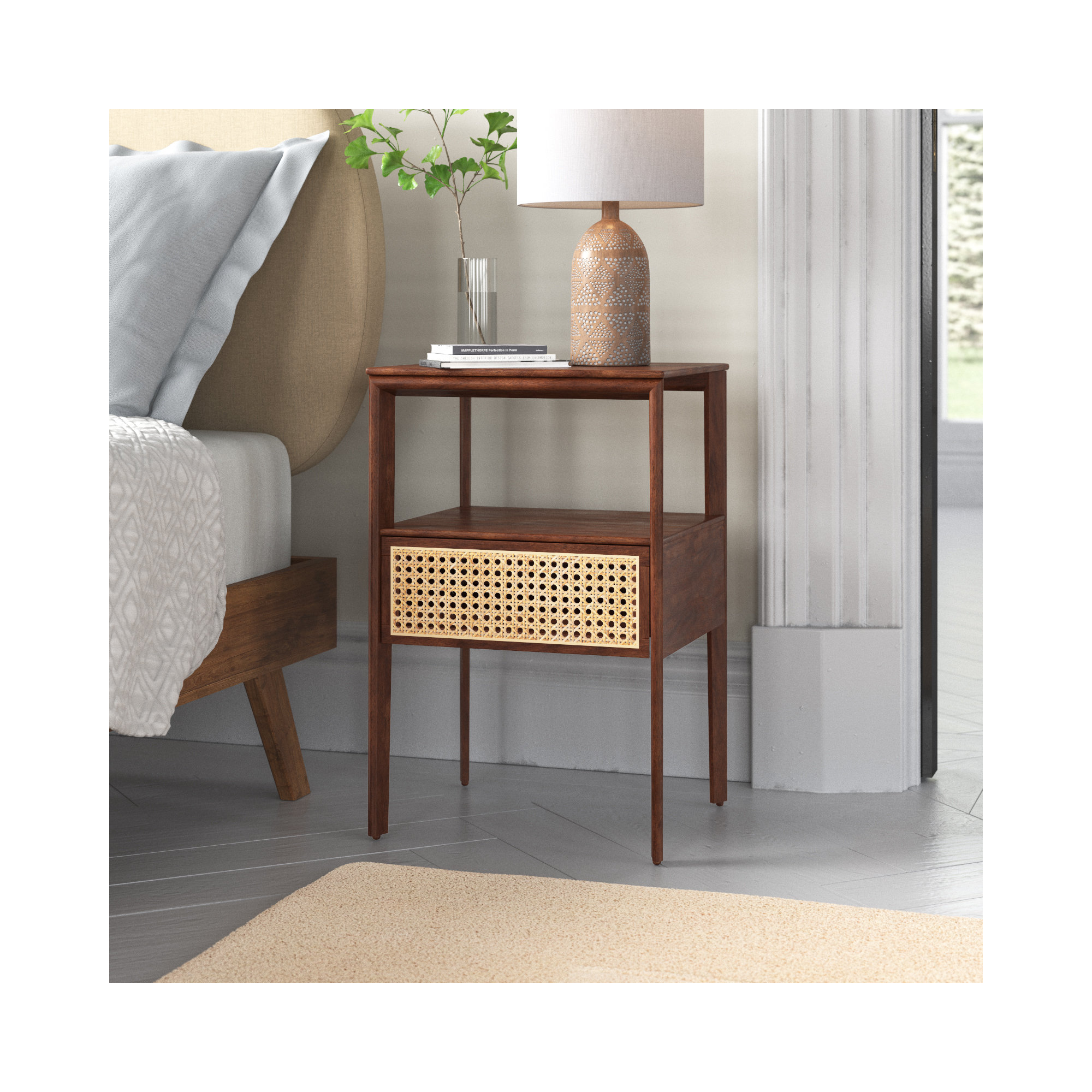 Enyo 1 - Drawer 16" Nightstand in Dark Brown