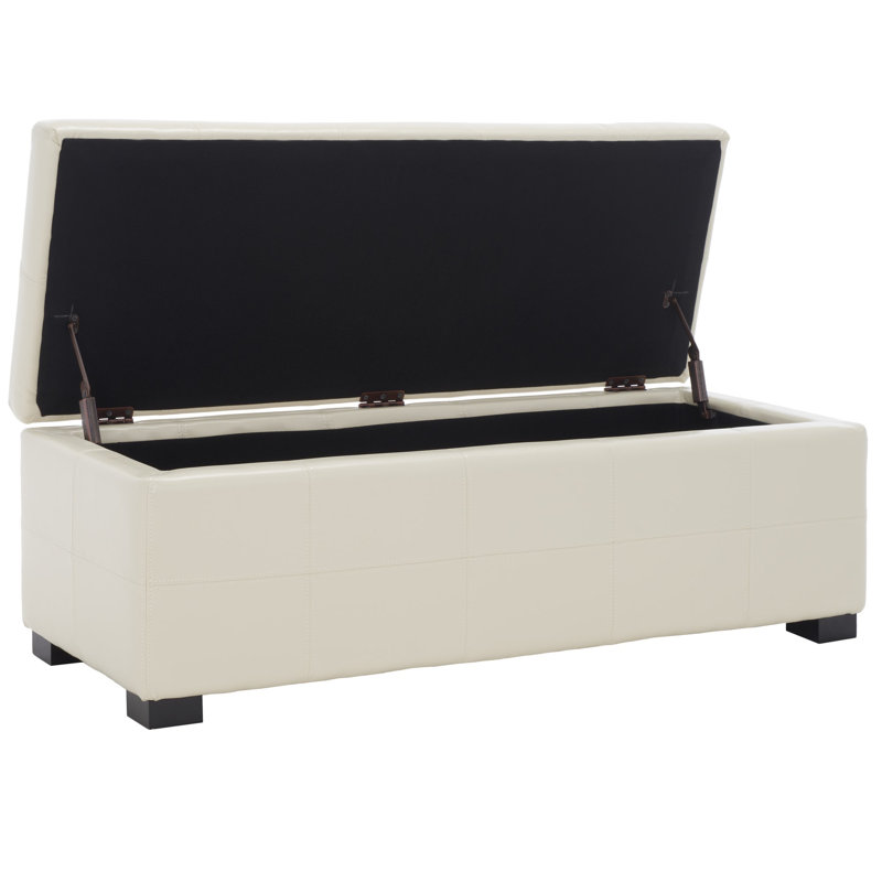 Maiden Upholstered Storage Bench, Flat Cream Faux Leather