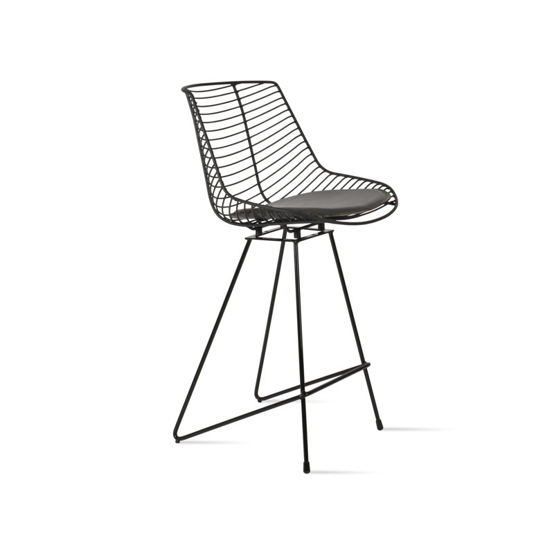 Tabouret de bar et de comptoir Tiger CAT, Tabouret de comptoir (siège d'une hauteur de 25 p, Noir, Caramel
