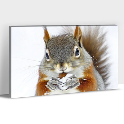 «Winter Squirrel», reproduction d'art sur toile de Noël, affiche d'art moderne enveloppée dans une galerie pour chambre à coucher, salon, décor de maison de vacances, 12 po x 18 po
