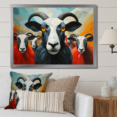 «Colorful Colorful Colorful Sheep Abstracted Flock», reproduction d'art sur toile