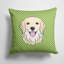Coussin décoratif intérieur/extérieur à damier doré-14982919