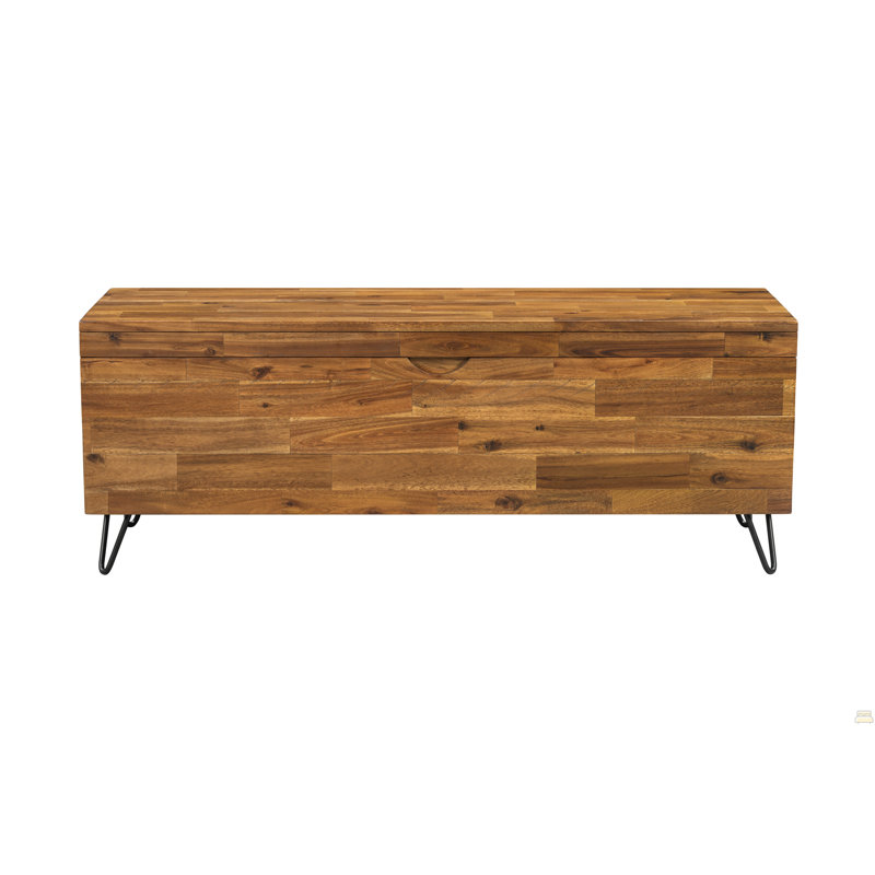 Banc de rangement en bois d'acacia massif de 46 pouces