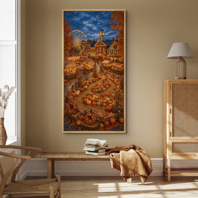 «Autumn Pumpkin Market Village Celebration», impression sur toile encadrée pour chambre principale
