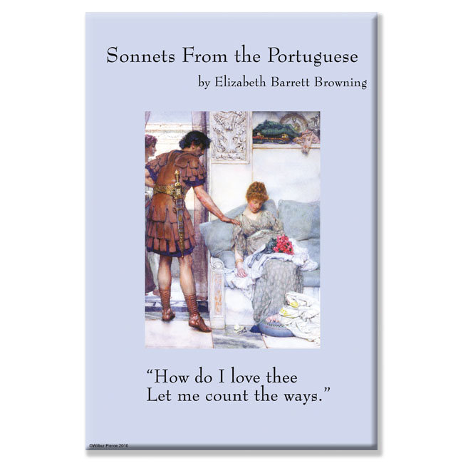 « sonnets from the portugaise » par elizabeth barrett, affiche rétro brun, H 66 po x l 44 po