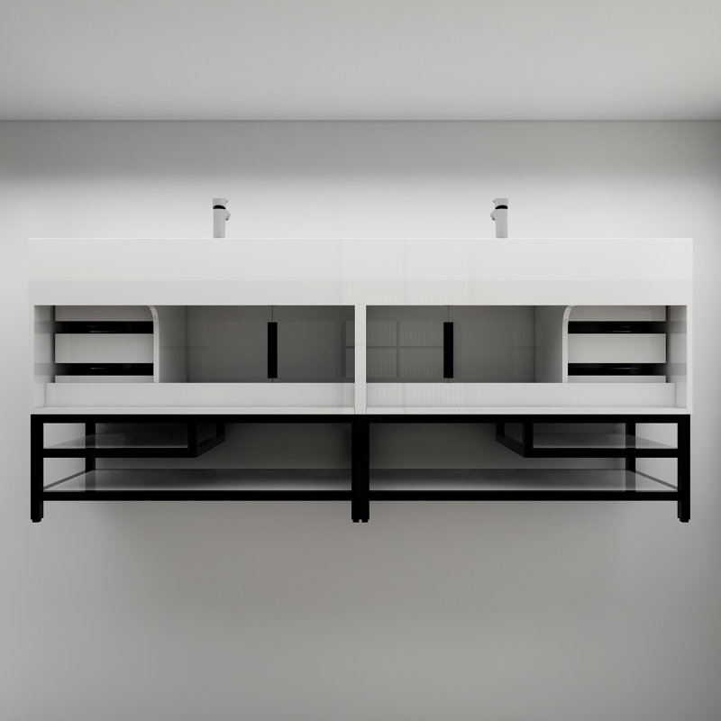 Jessica 84'' Single Bathroom Vanity with Stone Top, White