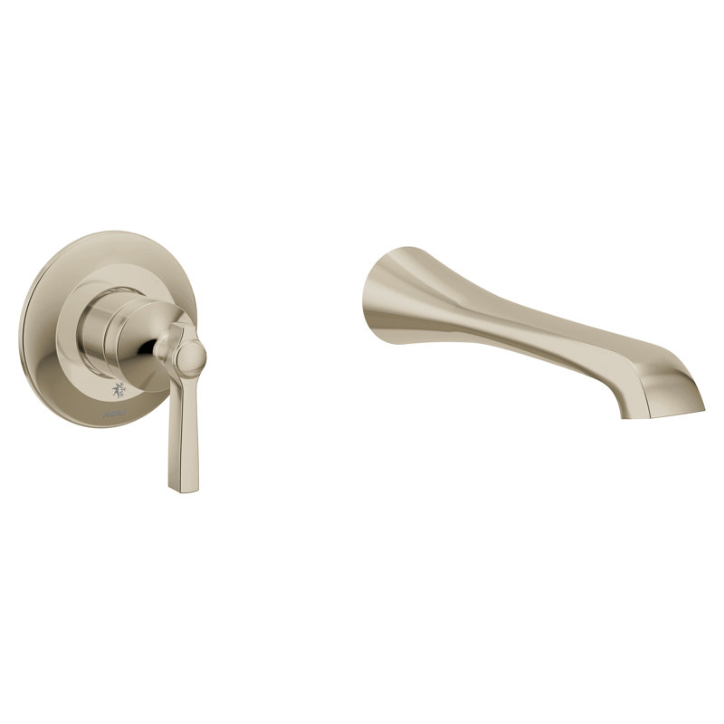 Flara Single Handle Wall Mount Tub Filler High Flow Tub Faucet With 10" Spout Reach, Polished Nickel